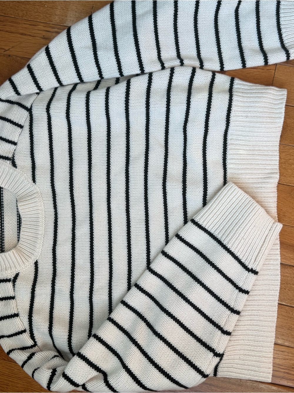 Tahari Cream Sweater with Black Stripes